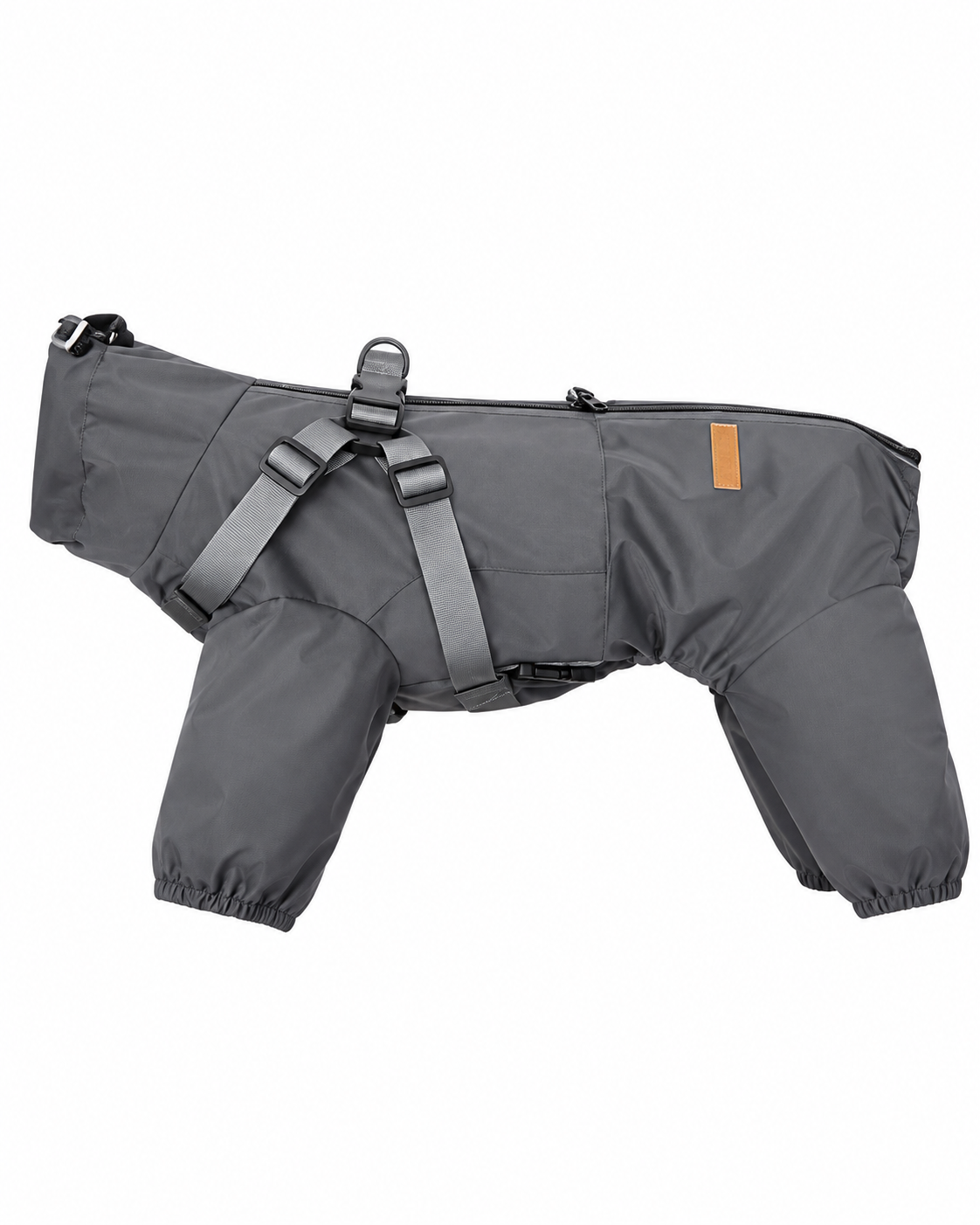 FENROVE Deep Grey full-body dog rain suit, product view