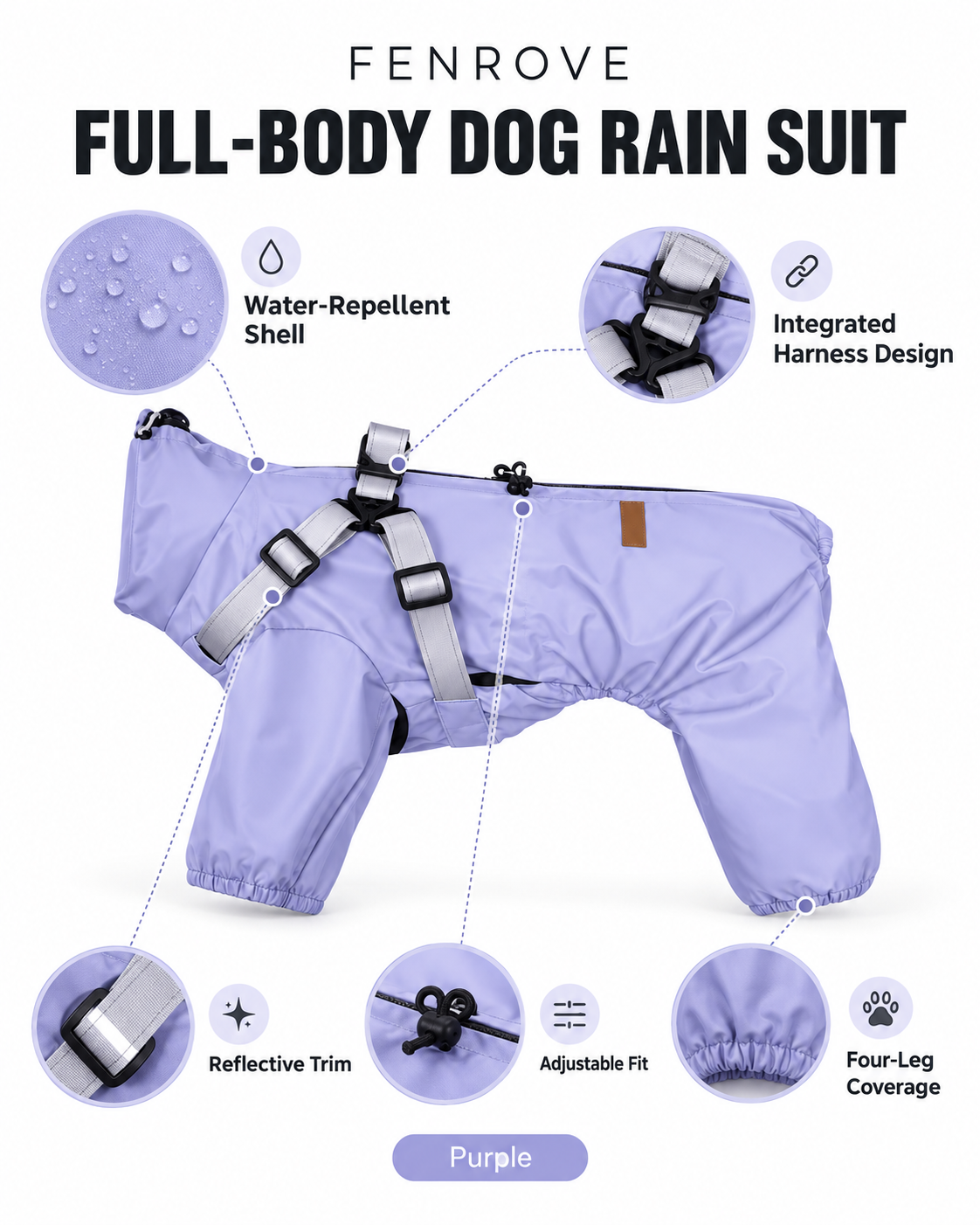 FENROVE Purple rain suit feature guide