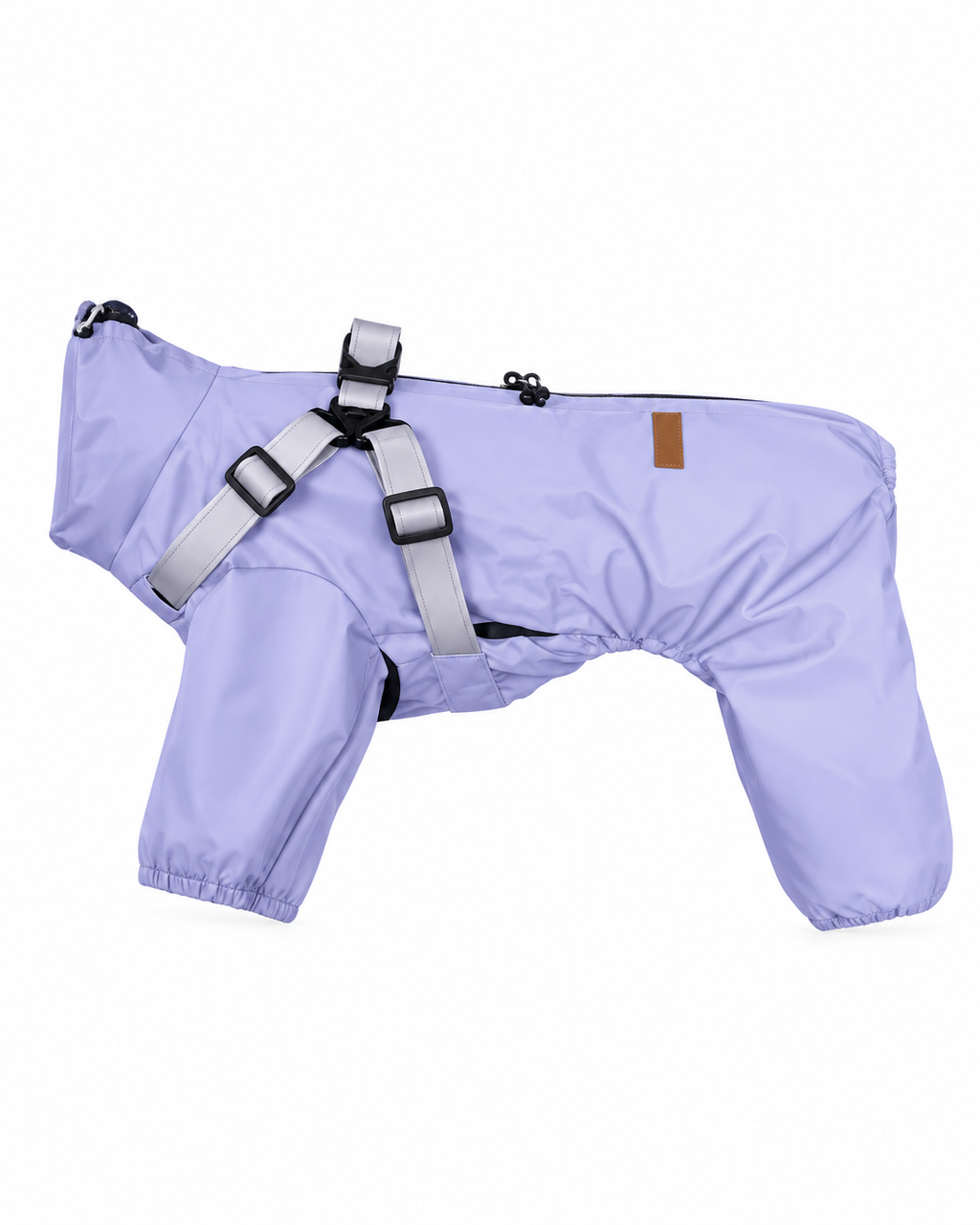 FENROVE Purple full-body dog rain suit, product view