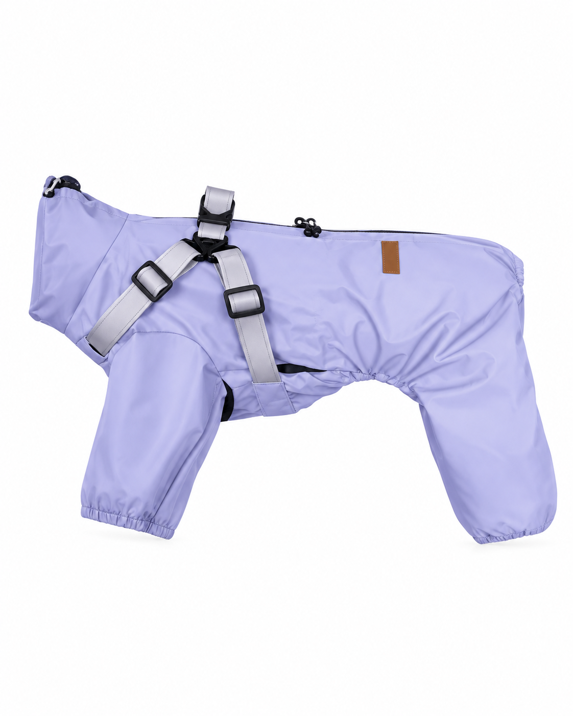 FENROVE Purple full-body dog rain suit, product view