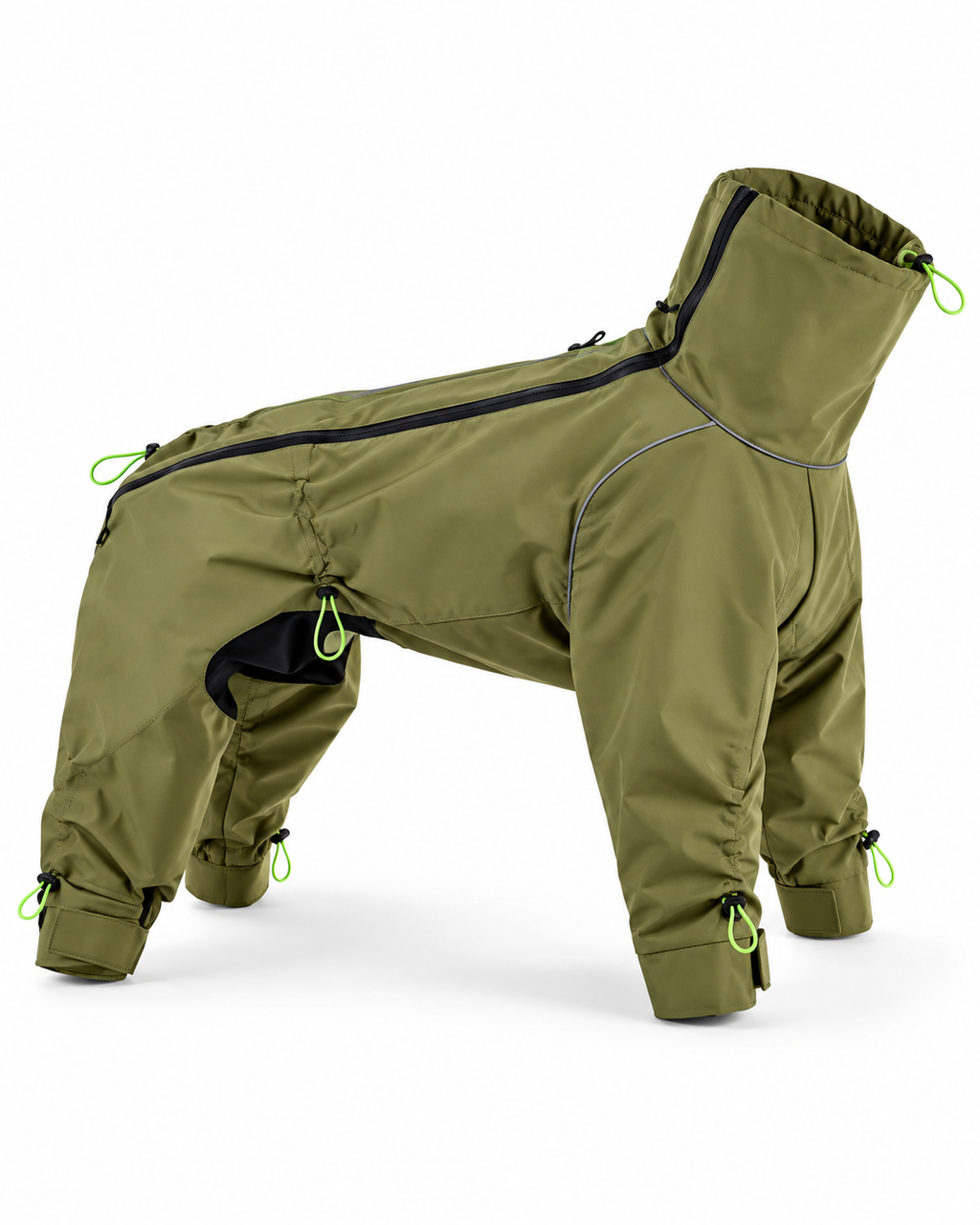 FENROVE TrailShell full-body dog suit in Army Green